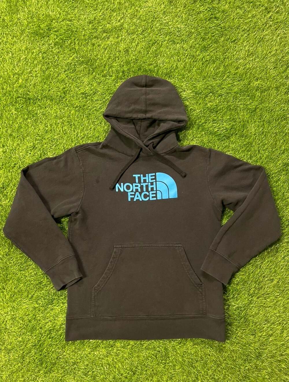 The North Face Half Dome Logo Pullover Hoodie Black Blue Size Small